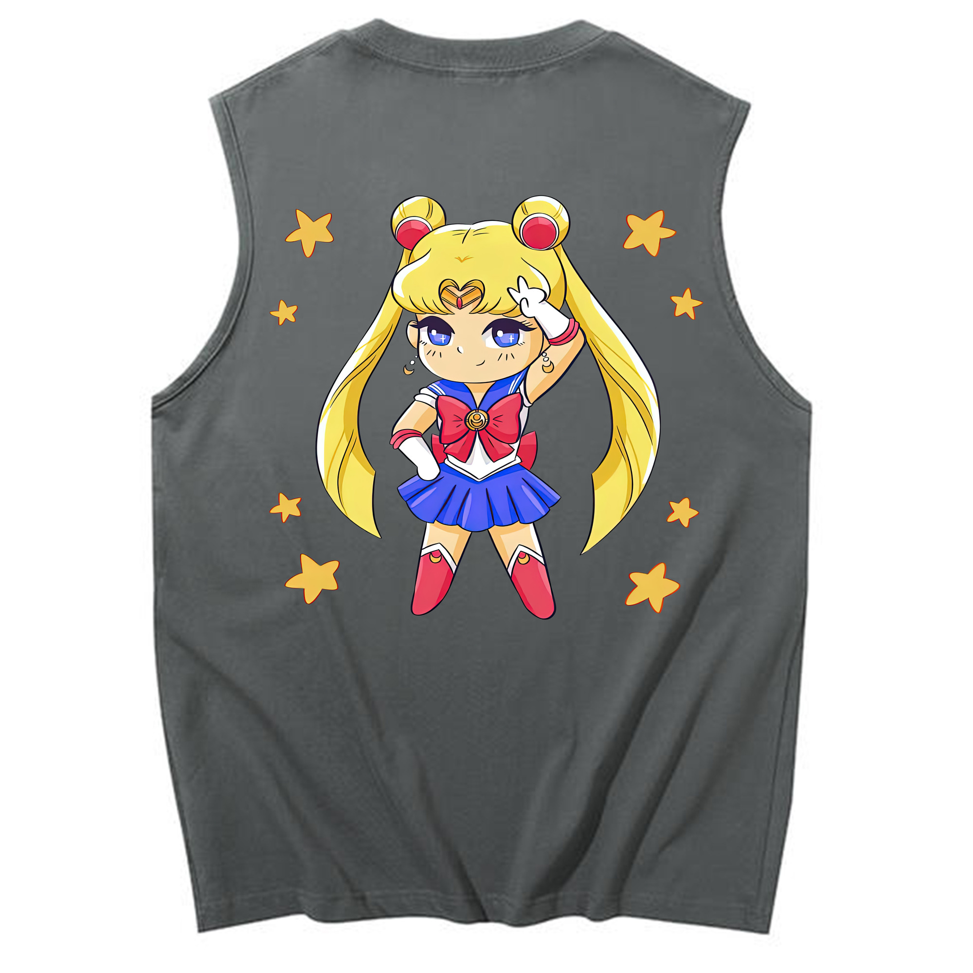 （画像用） 美少女戦士セーラームーン 月野 うさぎ つきの うさぎ Sailor Moon Tsukino Usagi コットン100％タンクトップ（背面プリント）